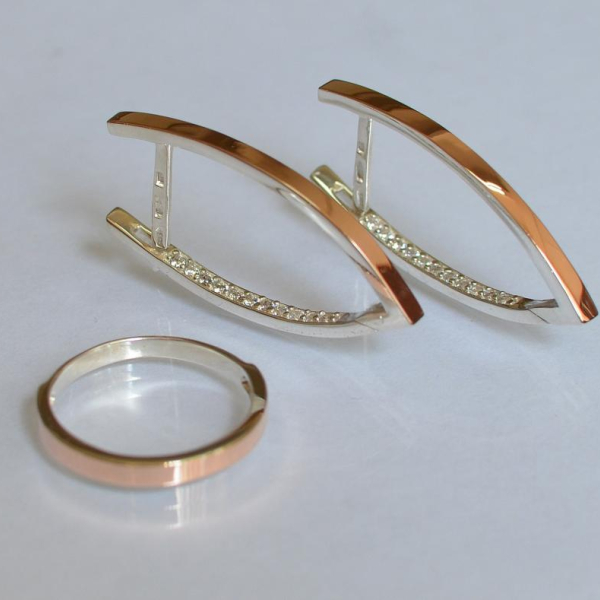 Срібний набір зі вставками з золота