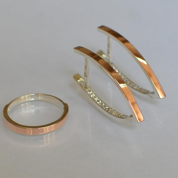 Срібний набір зі вставками з золота