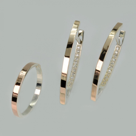 Срібний набір зі вставками з золота