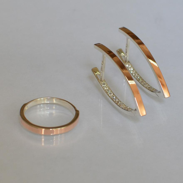 Срібний набір зі вставками з золота