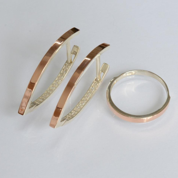 Срібний набір зі вставками з золота