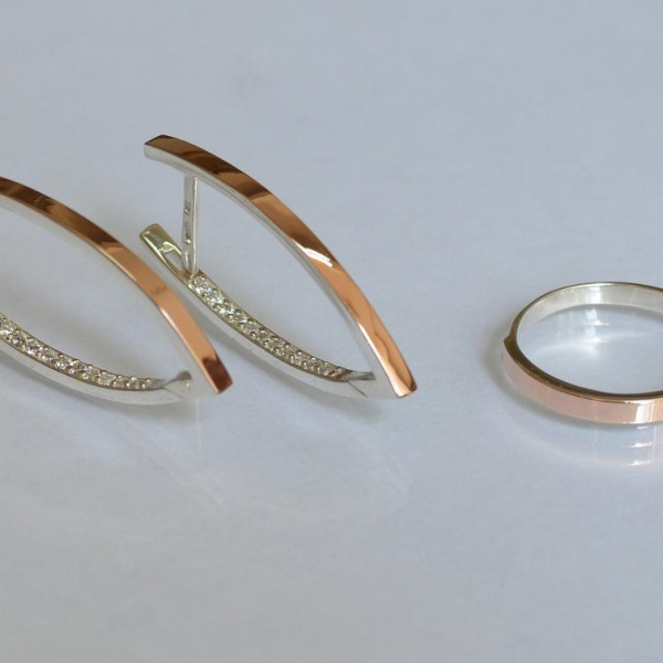 Срібний набір зі вставками з золота