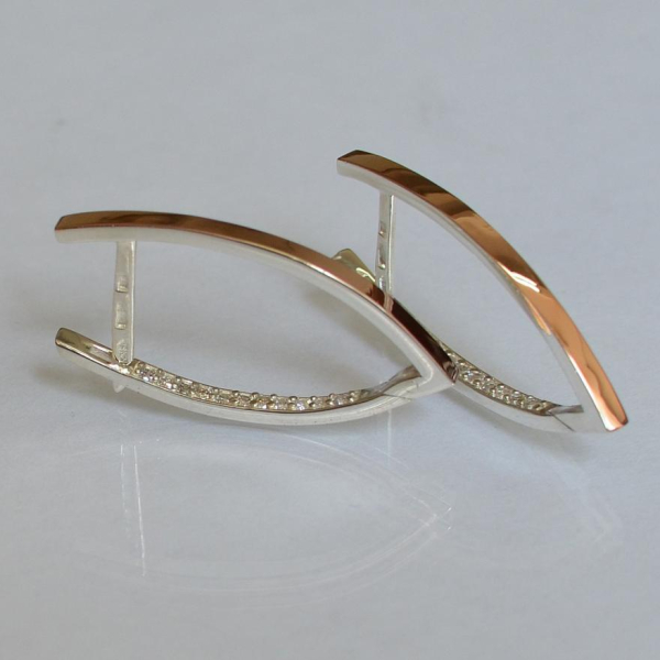 Срібні сережки  зі вставками з золота