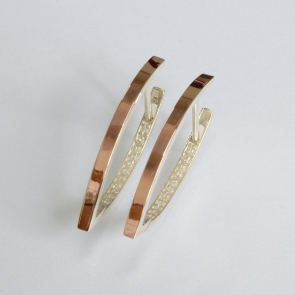 Срібні сережки  зі вставками з золота