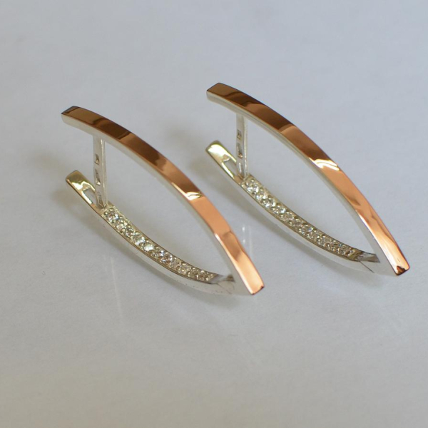 Срібні сережки  зі вставками з золота