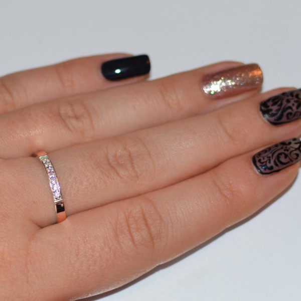 Срібна каблучка з золотими накладками