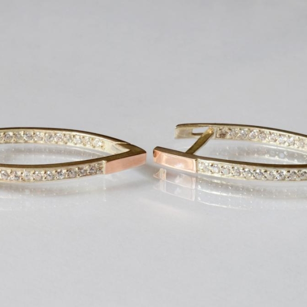 Срібні сережки з золотими вставками