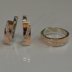 Срібний комплект із золотими вставками