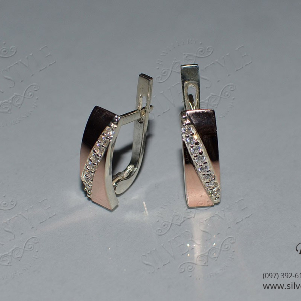 Срібні сережки з золотими пластинами