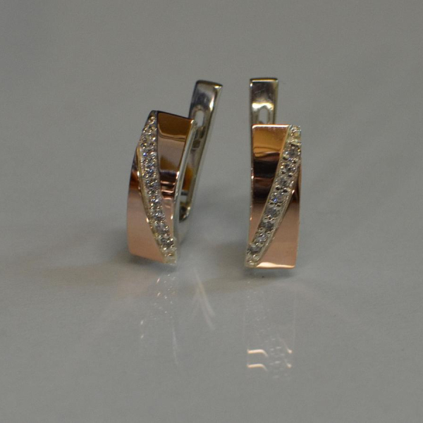 Срібні сережки з золотими пластинами