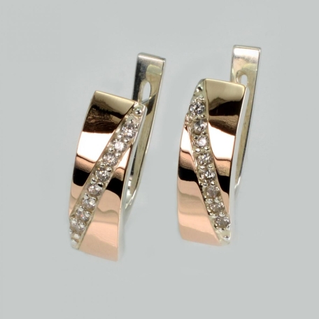 Срібні сережки з золотими пластинами