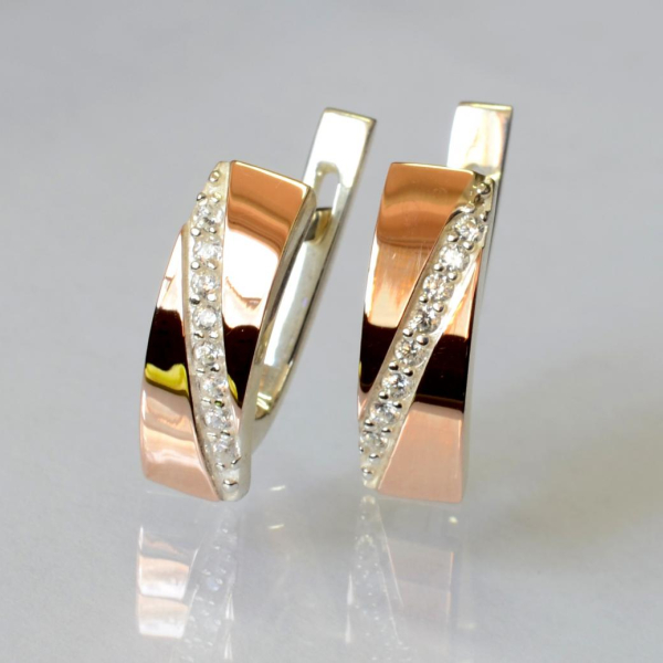 Срібні сережки з золотими пластинами