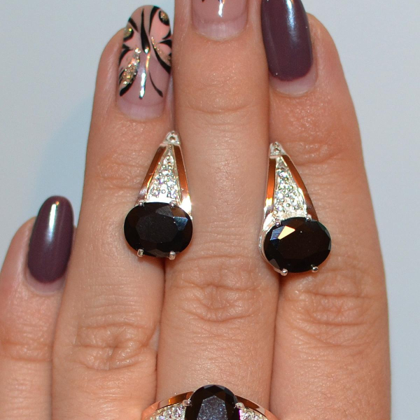 Срібний набір зі вставками з золота