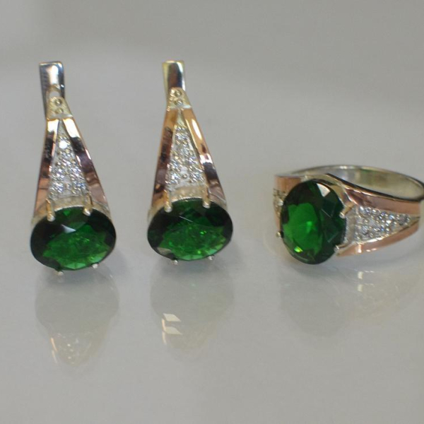 Срібний набір зі вставками з золота