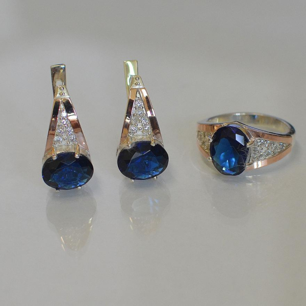 Срібний набір зі вставками з золота