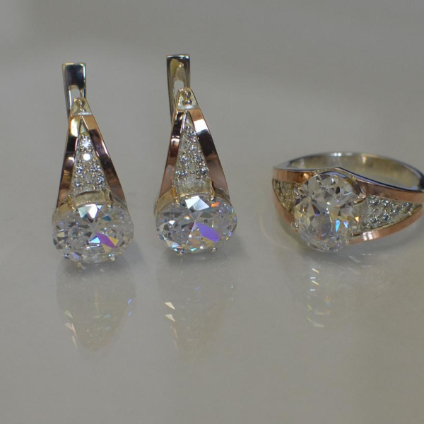 Срібний набір зі вставками з золота