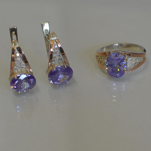 Срібний набір зі вставками з золота