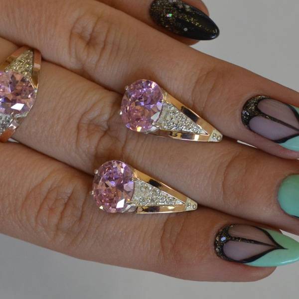 Срібний набір зі вставками з золота