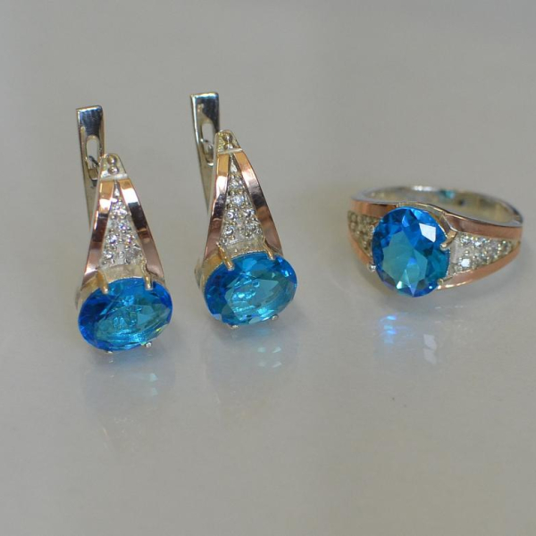 Срібний набір зі вставками з золота