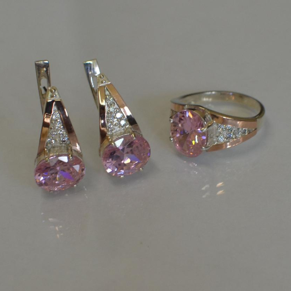 Срібний набір зі вставками з золота