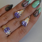 Срібний набір зі вставками з золота