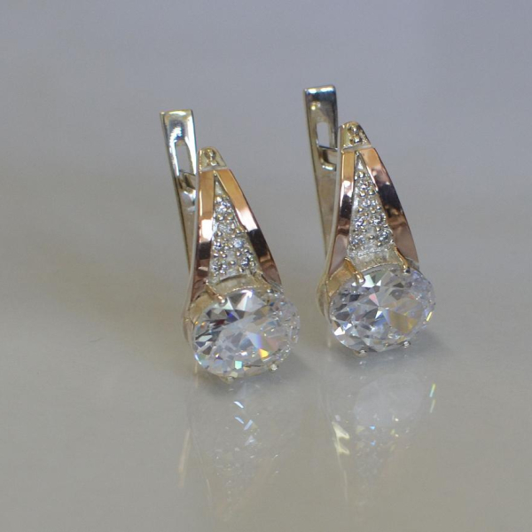 Срібні сережки з пластинами із золота