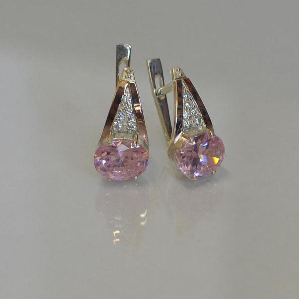 Срібні сережки з пластинами із золота