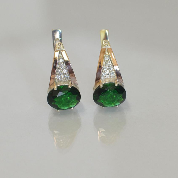 Срібні сережки з пластинами із золота