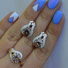 Срібний гарнітур з пластинами із золота