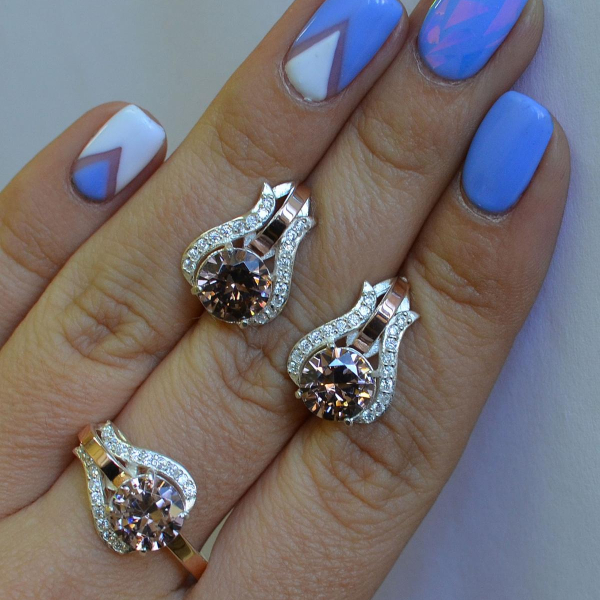 Срібний гарнітур з пластинами із золота