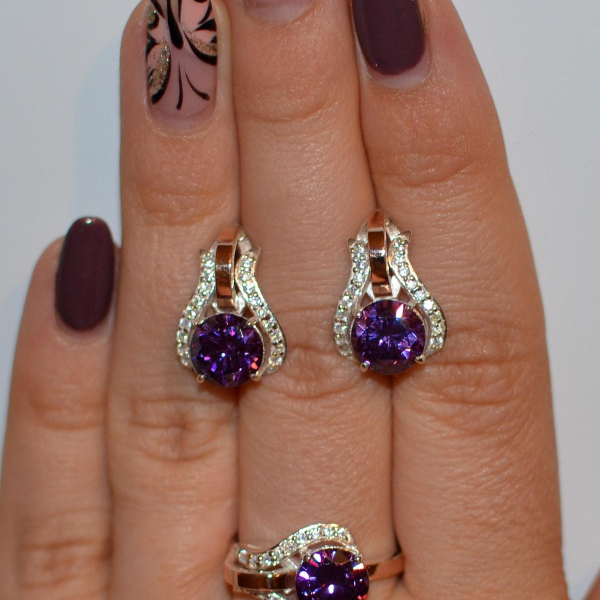 Срібний гарнітур з пластинами із золота