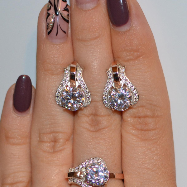 Срібний гарнітур з пластинами із золота