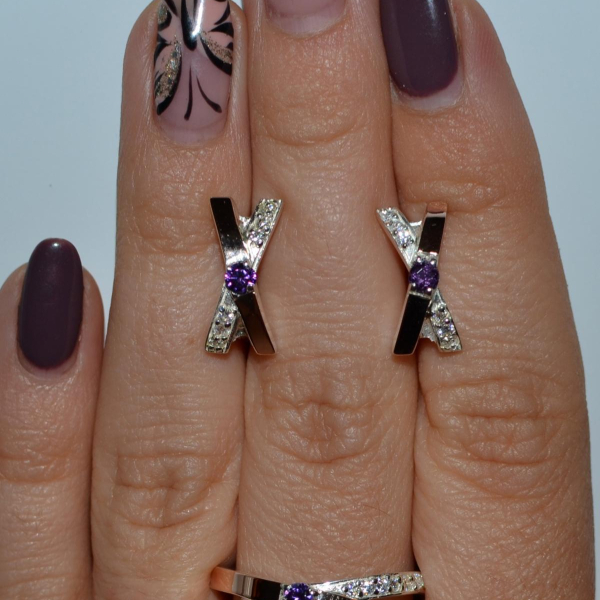 Срібний гарнітур з напайками з золота