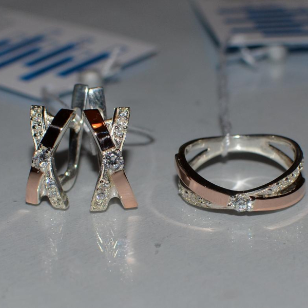 Срібний гарнітур з напайками з золота