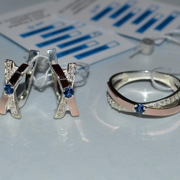 Срібний гарнітур з напайками з золота