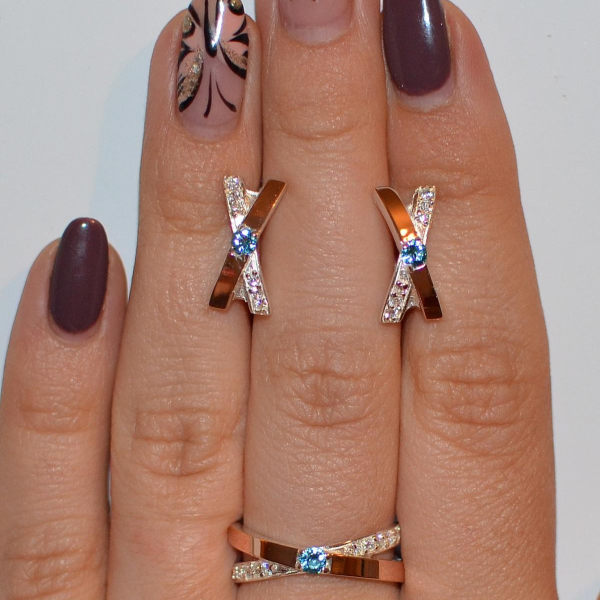 Срібний гарнітур з напайками з золота