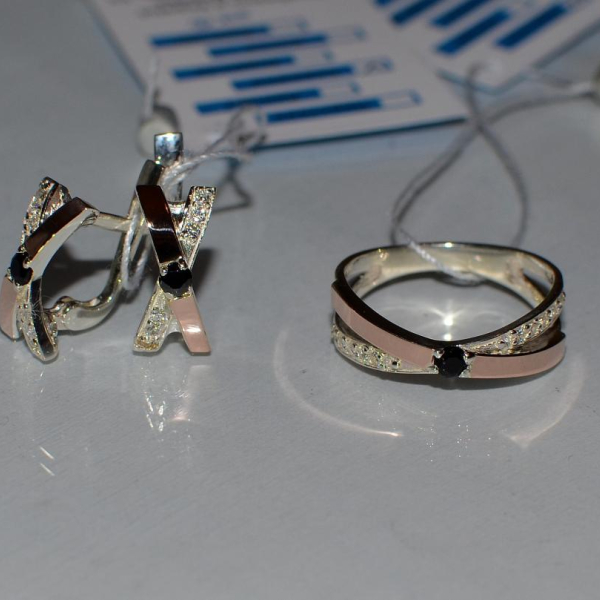 Срібний гарнітур з напайками з золота