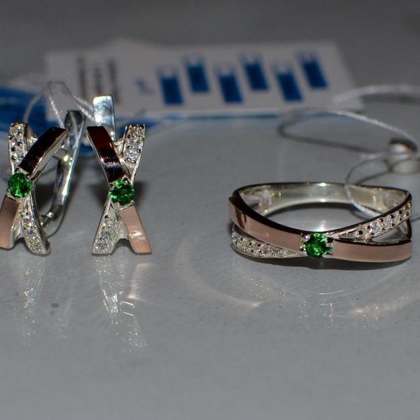 Срібний гарнітур з напайками з золота