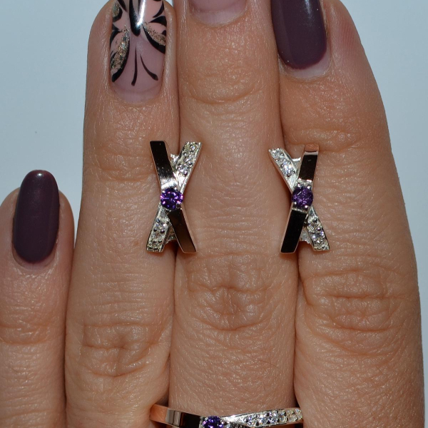 Срібний гарнітур з напайками з золота