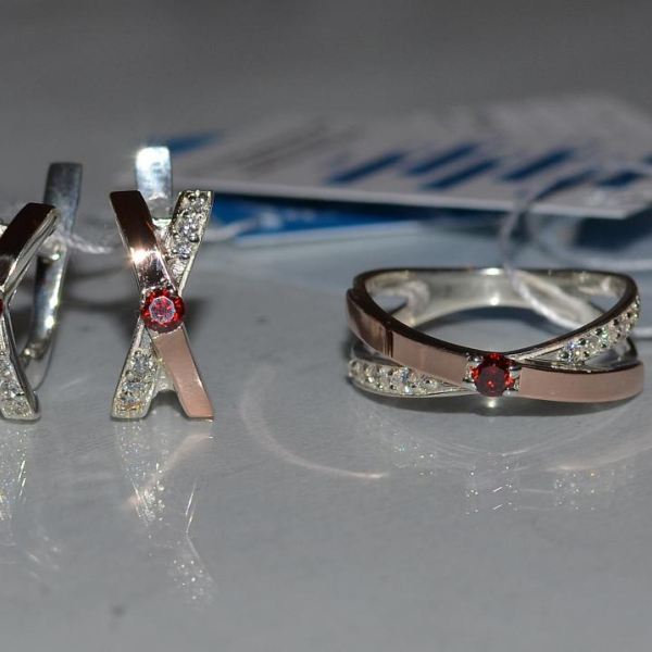 Срібний гарнітур з напайками з золота