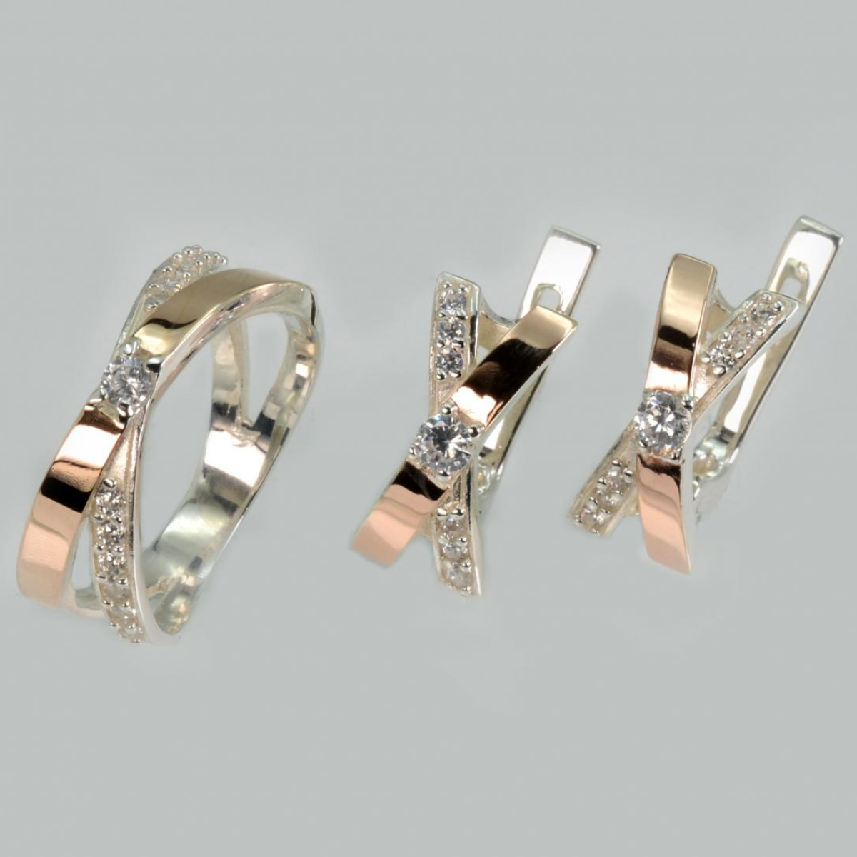 Срібний гарнітур з напайками з золота