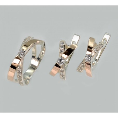 Серебряный гарнитур с пластинами из золота