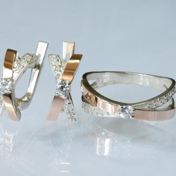 Срібний гарнітур з напайками з золота