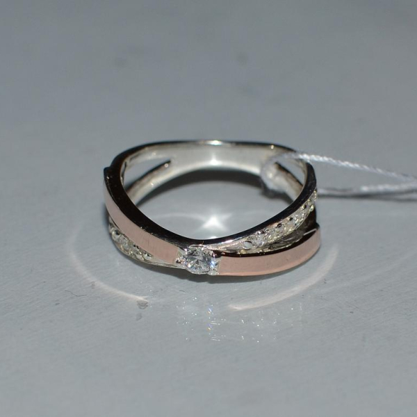 Серебряное кольцо со вставками из золота