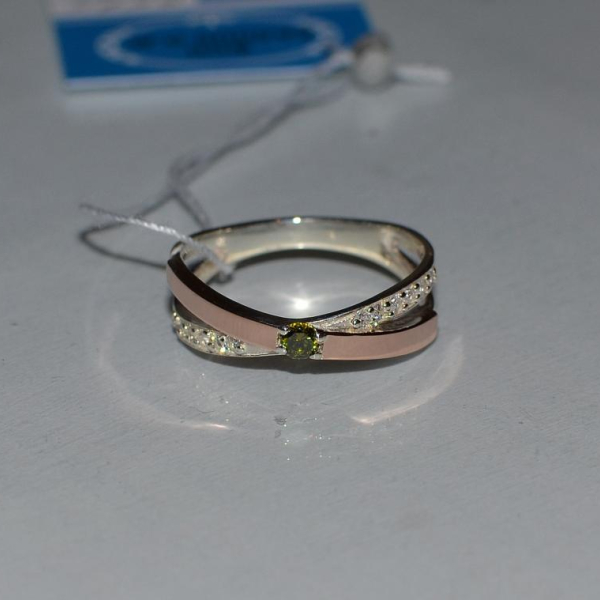 Серебряное кольцо со вставками из золота