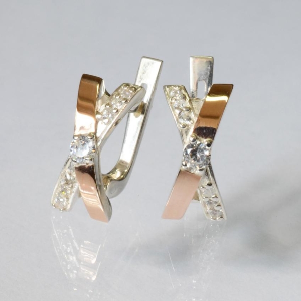 Срібні сережки з золотими пластинами