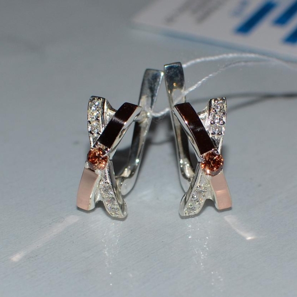 Срібні сережки з золотими пластинами