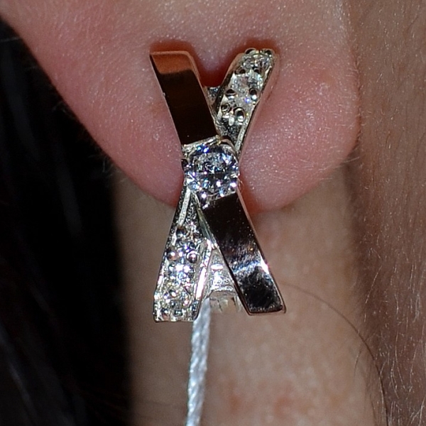 Срібні сережки з золотими пластинами