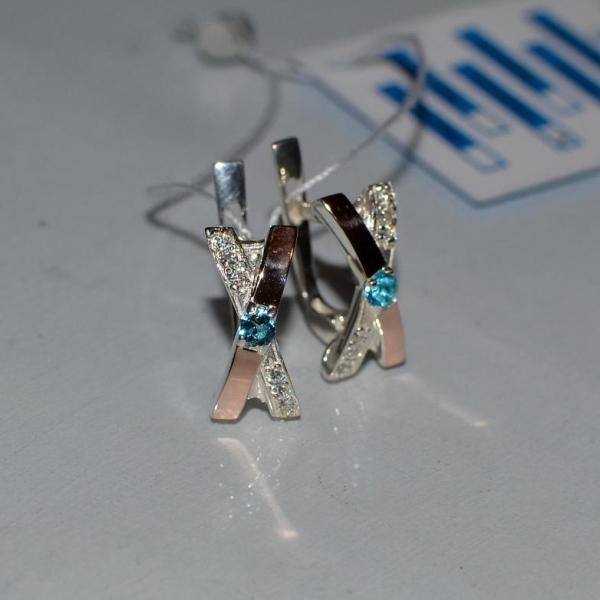 Срібні сережки з золотими пластинами