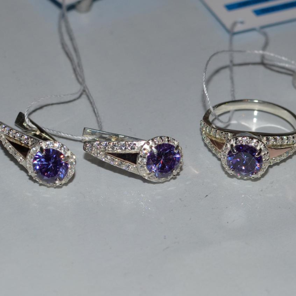 Срібний набір з пластинами із золота